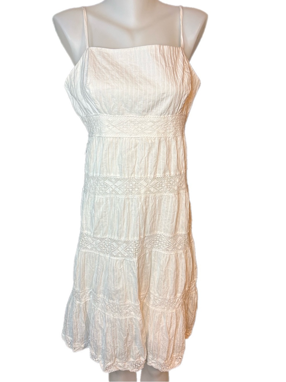 INC International Concepts White Midi Spaghetti-Strap Lace Dress